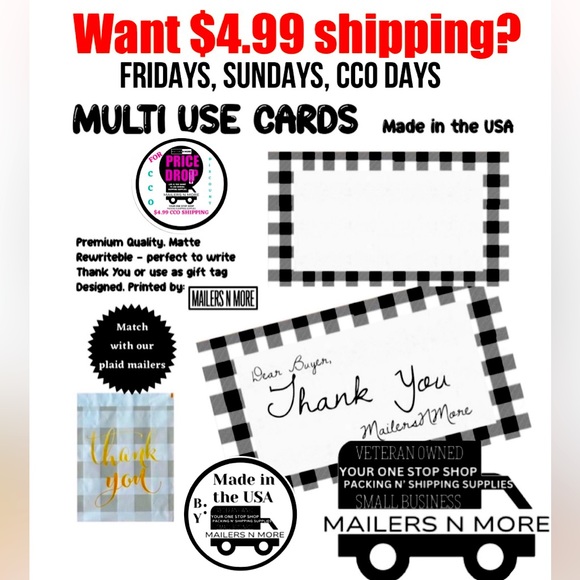 🏷️200 Plaid Note Cards for Small Business CCO - Picture 1 of 1